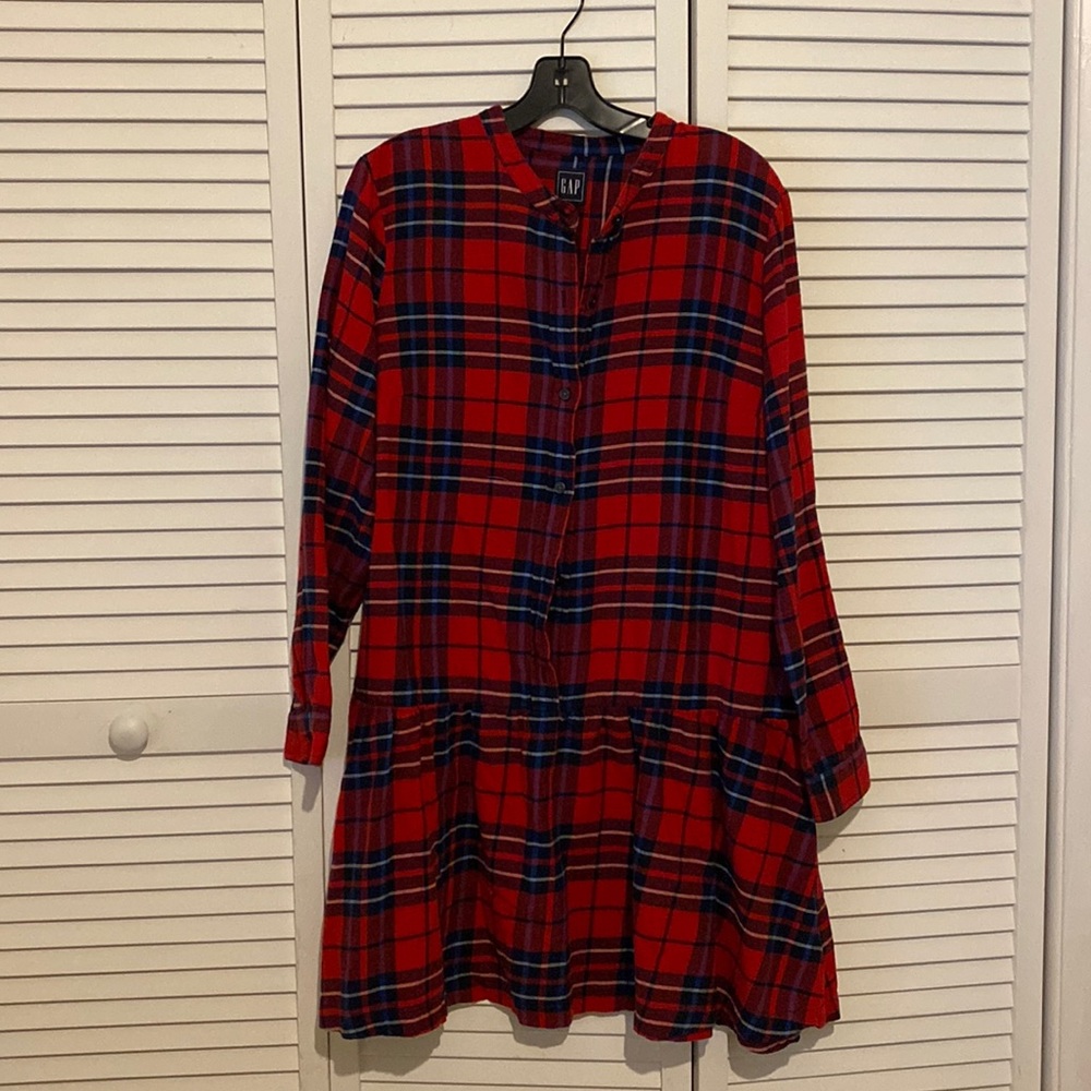 Red Plaid Flannel Shirt Dress